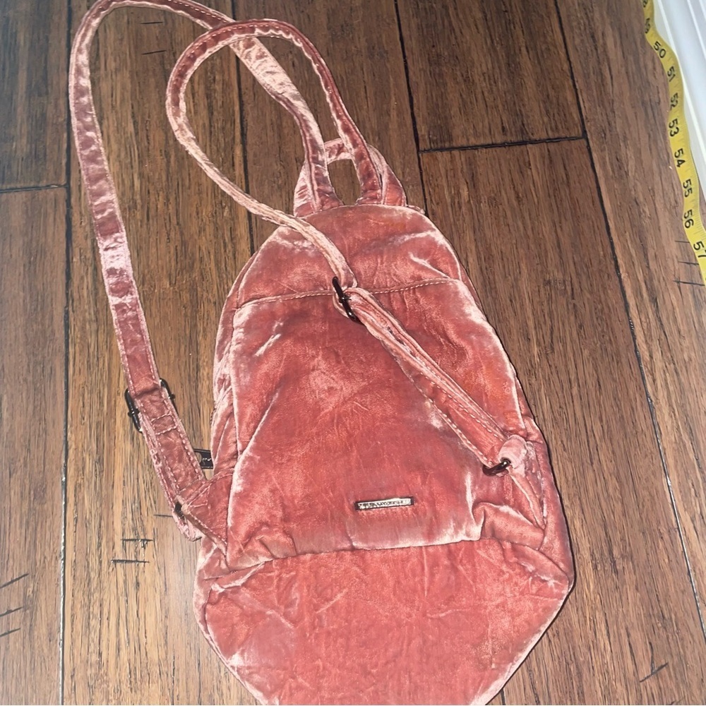 Pink backpack velour backpack velvet backpack Rebecca minkoff Julian - Picture 6 of 16